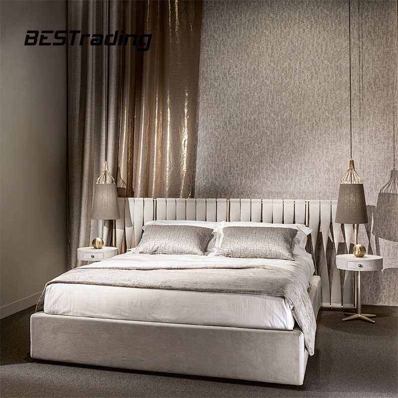 Modern white queen size bed