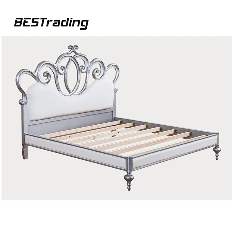 Latest modern Italy style bed furniture stainless steel feet wooden double bed Customizedd design bed set furniture