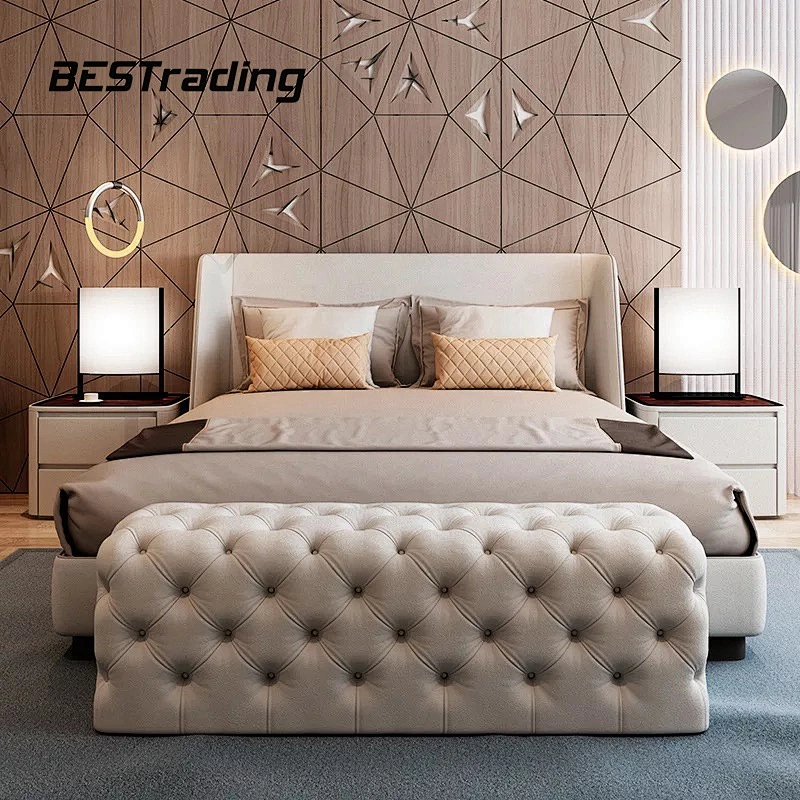 Luxury wood sleeping bed designs bedroom set