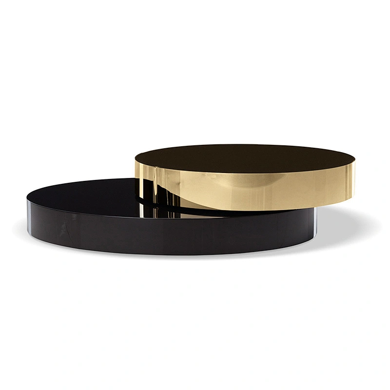 Modern Luxury Living Room Furniture Coffee Table Gold Toughened Glass Black Center Table