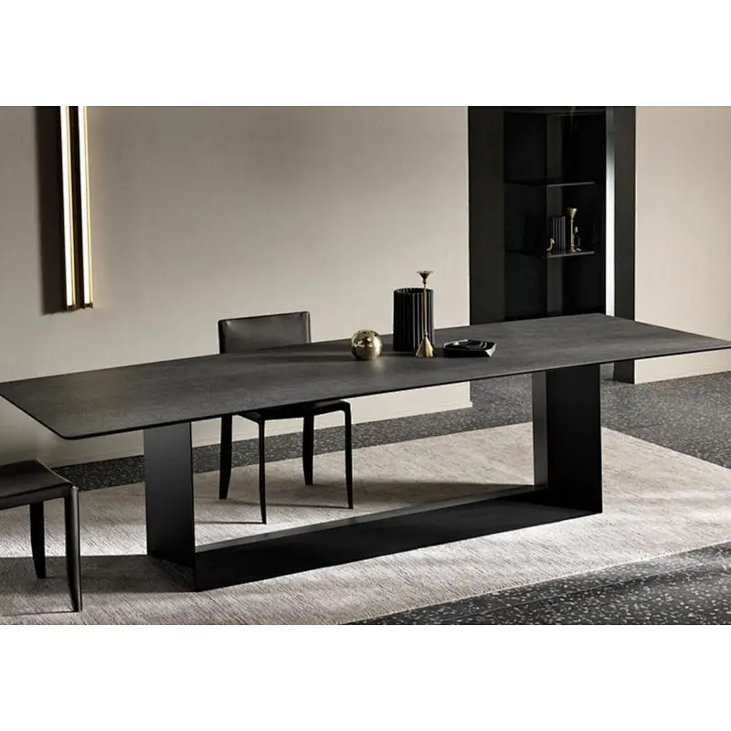 modern nature  marble top stainless steel dining table 2.5m