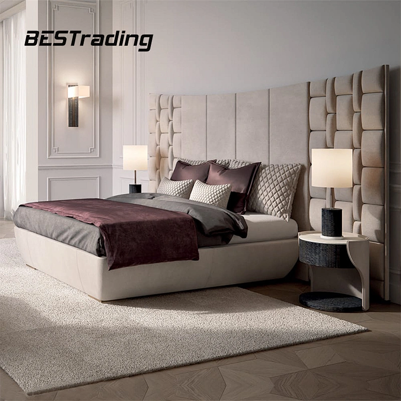Latest double bed designs full wood frame bed