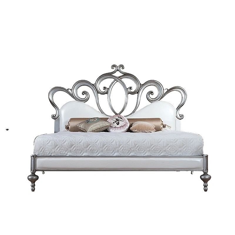 Latest modern Italy style bed furniture stainless steel feet wooden double bed Customizedd design bed set furniture