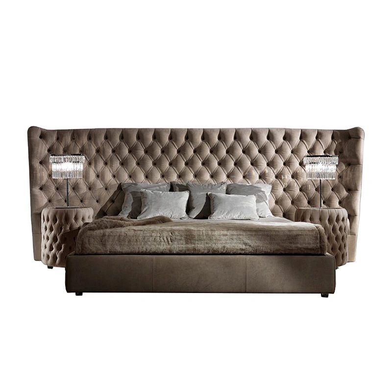 luxury italian bed room furniture king size modern italian latest double bed designer furniture set leather velet luxury bed