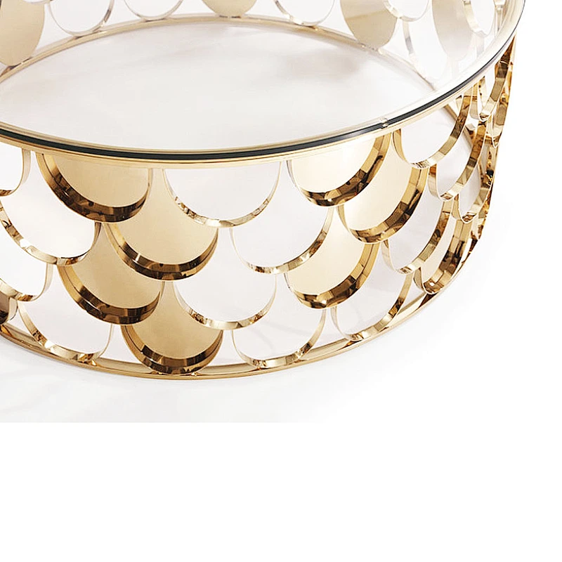 Modern Glass & Gold Round Coffee Table