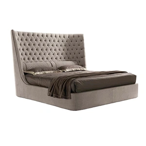 European Modern Luxury bed furniture Tufted Leather Double Bed With Stainless Steel Feet