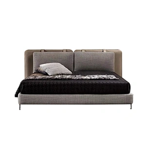 Modern minimalist designer leather fabric king size bed Luxury bed set furniture