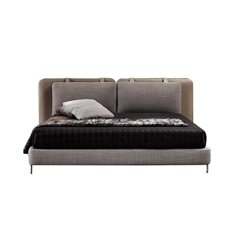 Modern minimalist designer leather fabric king size bed Luxury bed set furniture