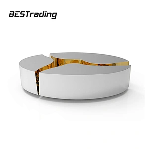 Foshan supplier Luxury living room Furniture Gold Stainless Steel Frame mirrored Sectional Coffee Table
