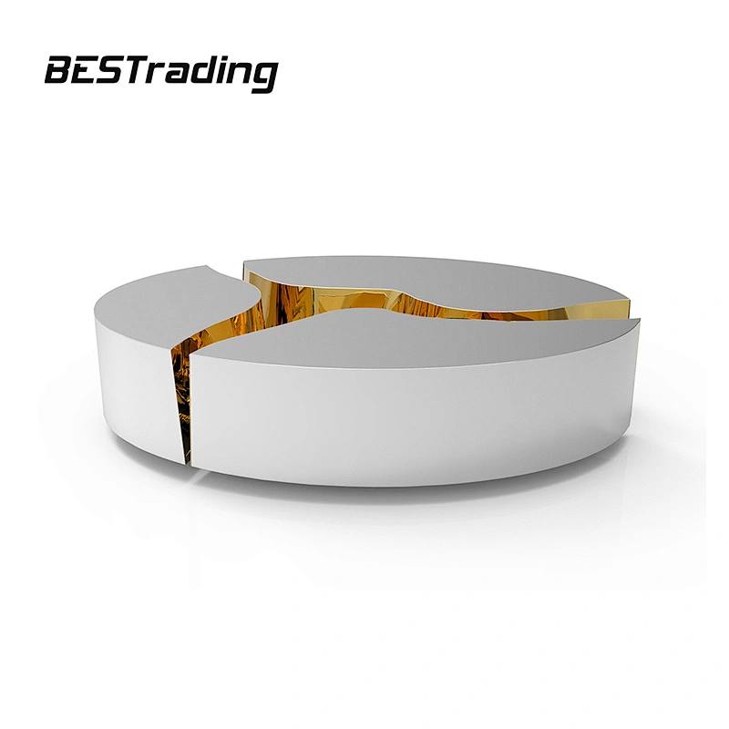 Foshan supplier Luxury living room Furniture Gold Stainless Steel Frame mirrored Sectional Coffee Table