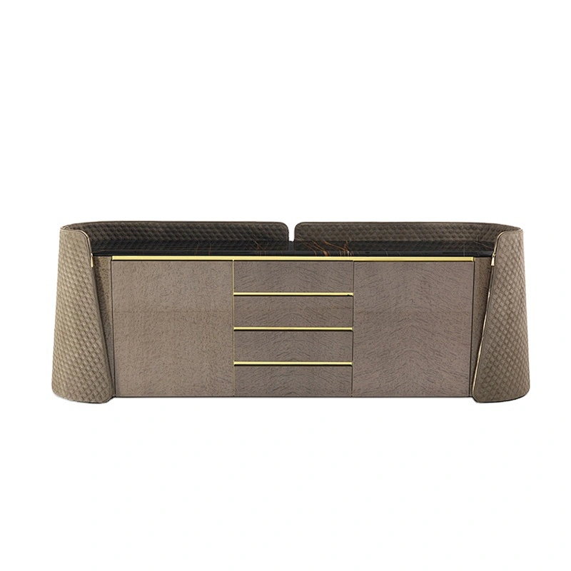 European Design Dinning Room Furniture Modern Sideboards Leather Cabinet Marble Top Sideboard