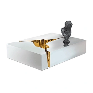 Italian Design Living Room Furniture Modern Coffee Table White Stainless Steel Center Table