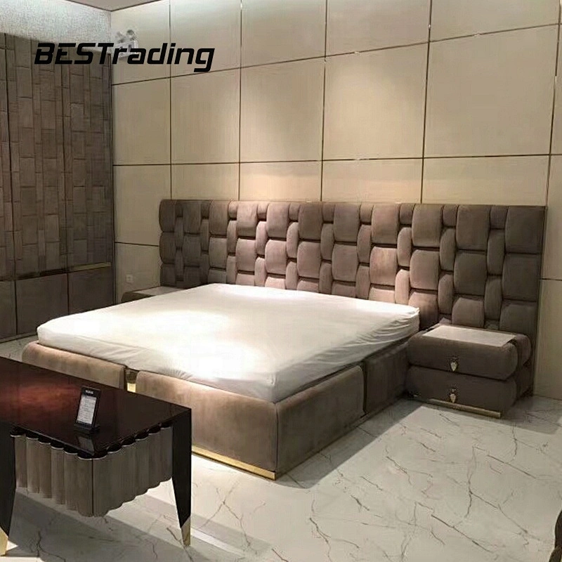 Luxury fancy double bed design furniture king size bedroom sets