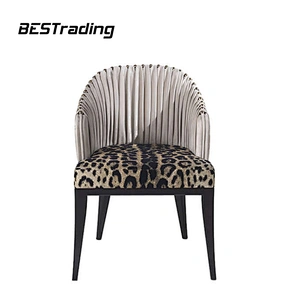 European High End Dining Room Furniture Leather Back with Leopard-Print Upholstery Luxury Dining Chair