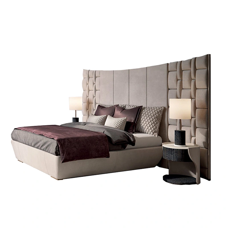 Latest double bed designs full wood frame bed