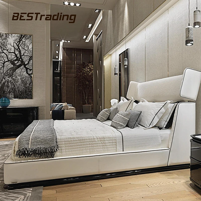 uxury italian bedroom set furniture king size modern italian latest double bed designer furniture set leather luxury bed