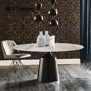 Modern round nature white marble dining table