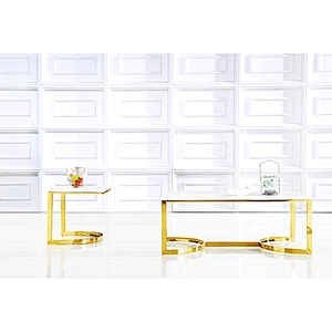 Modern Glass & Gold Round Coffee Table