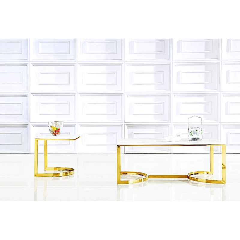 Modern Glass & Gold Round Coffee Table