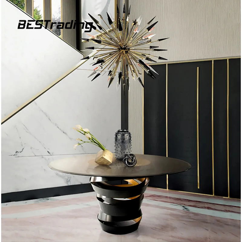 Luxury Modern Marble Dining Table Sets Round Dinning Table Set