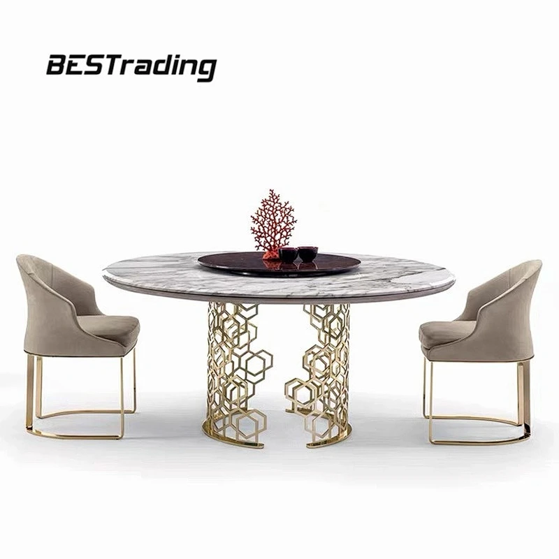 European Design Luxury Villa Dining Room Furniture Leather Chair Modern Dinning Chair  Metal Chair
