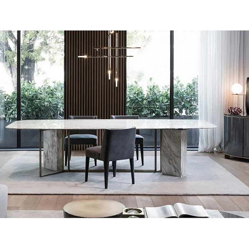 2018 Italian style modern marble white dinning table set dining room furniture for home furniture