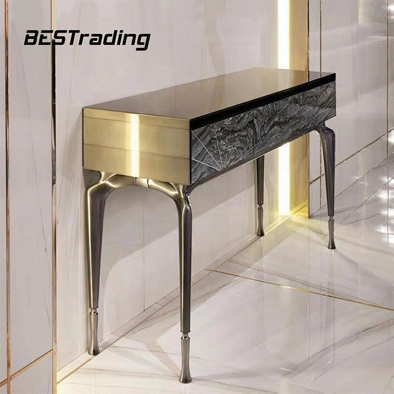 Luxury stainless steel console table gold