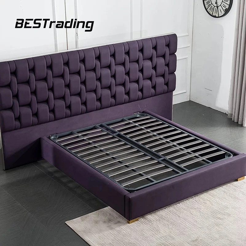 Luxury fancy double bed design furniture king size bedroom sets