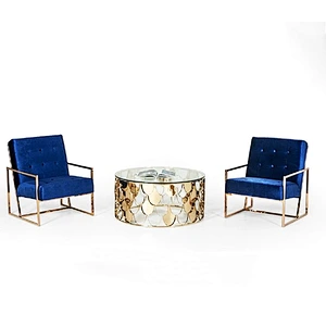 Modern Glass & Gold Round Coffee Table