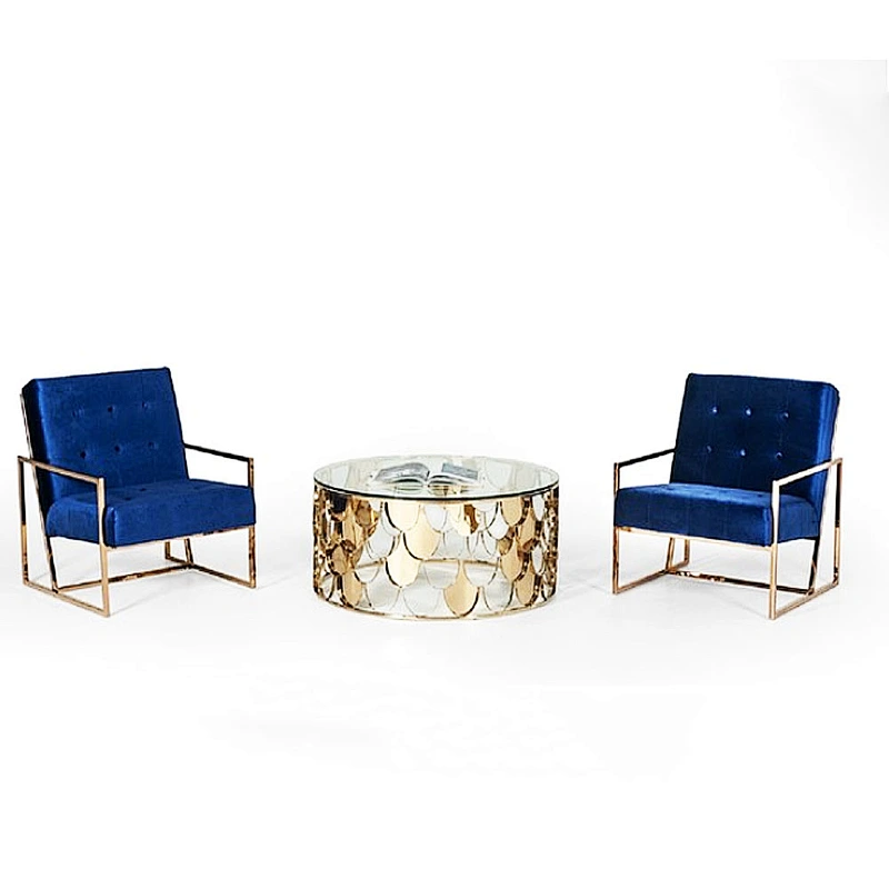 Modern Glass & Gold Round Coffee Table