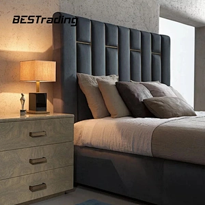 Luxury italian bedroom furniture leather king size bed