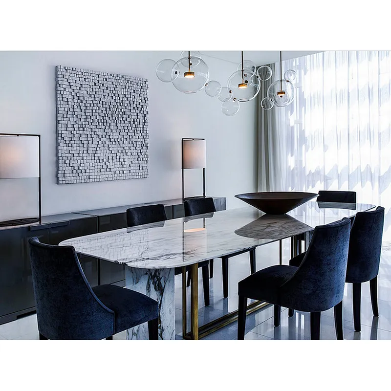 2018 Italian style modern marble white dinning table set dining room furniture for home furniture