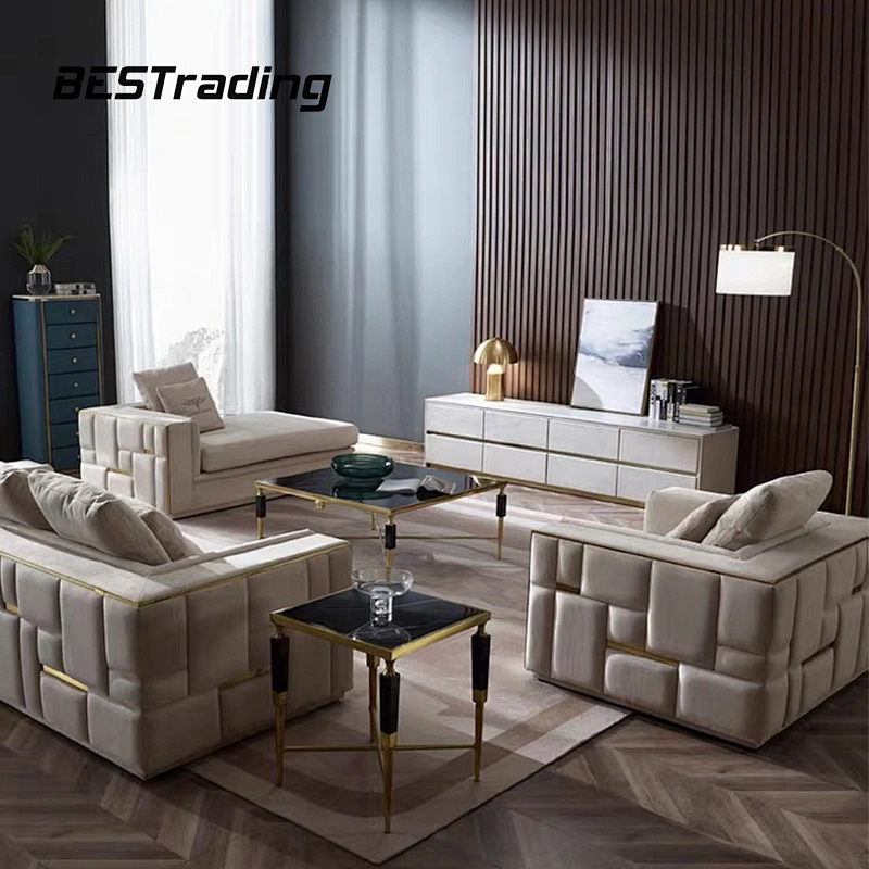 Modern luxury velvet fabric sofa furniture sectional sofa set living room sofa