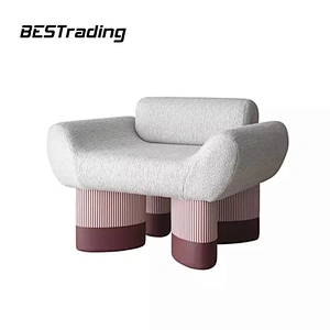 Luxury Villa Living Room Furniture Solid Wood Retro Stripe Leisure Chair Lazy Arm Chair