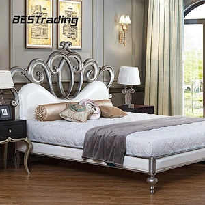 Latest modern Italy style bed furniture stainless steel feet wooden double bed Customizedd design bed set furniture