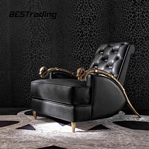 European Style High End Customized Home Furniture Luxury Leather Lounge Chair Relax Chair  Arm Chair