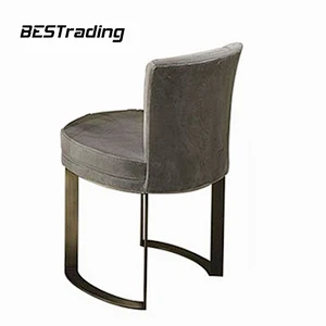 High End Dining Room Furniture Living Room Modern Upholstery Leather Arm Chairs Stainless Steel Chair