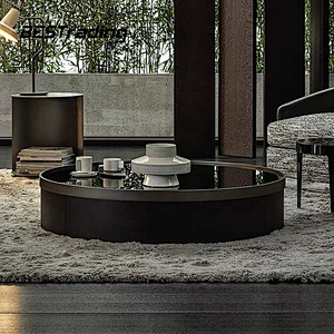 Modern round glass coffee table