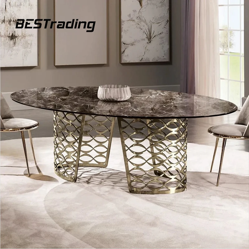 Italian Luxury High End Dinning Table Set Marble Dining Table Modern Dining Table Set