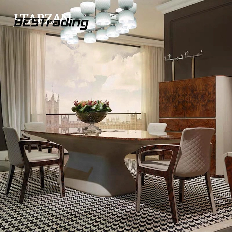 Luxury modern wooden dining table set