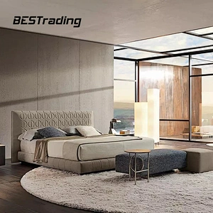 Modern design luxury italian bed furniture leather bed king size bed