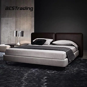Modern minimalist designer leather fabric king size bed Luxury bed set furniture