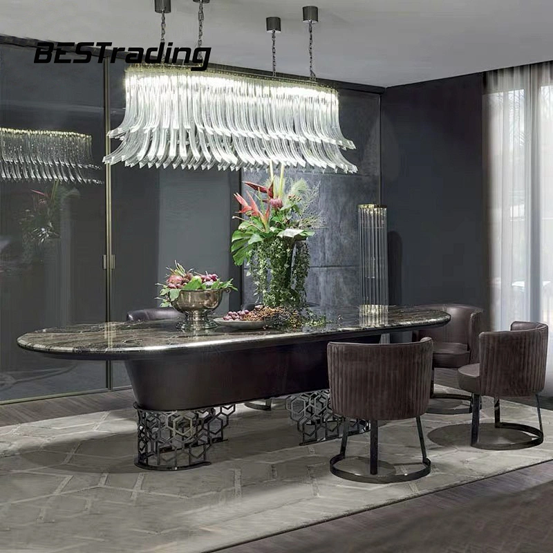 Italian Luxury High End Dining Room Furniture Modern Arm Chair Leather Dining Chair