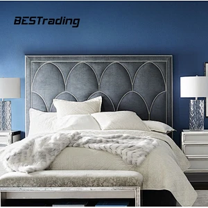 Latest Modern Fashion bedroom set Leather Material Upholstery King Size double bed bed room furniture