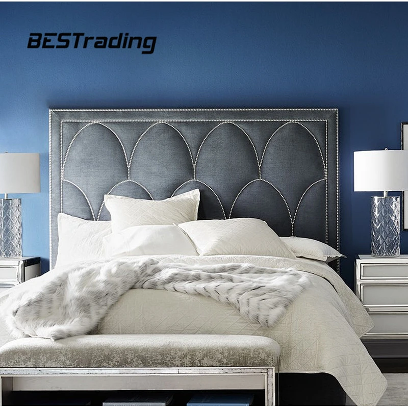 Latest Modern Fashion bedroom set Leather Material Upholstery King Size double bed bed room furniture