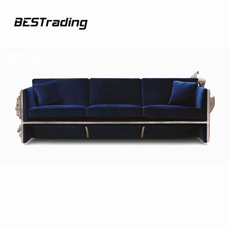 European style high end home furniture art design 3seater sofa with sculpture luxury single sofa chair living room sofa