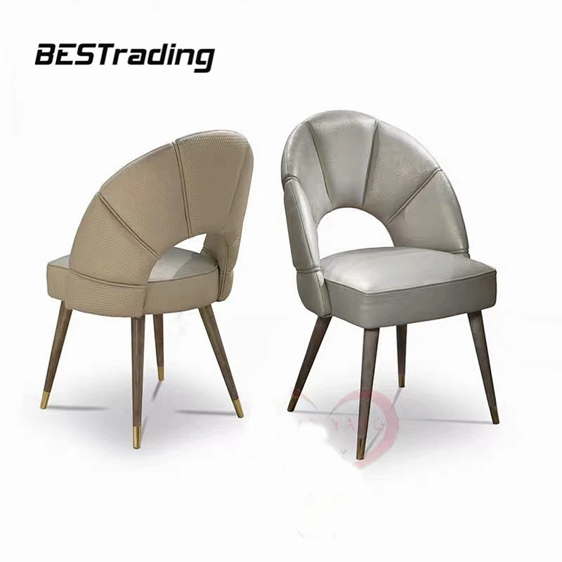 Italian Luxury High End Villa Dining Room Living Room Furniture Leather Upholstered Dinning Chair