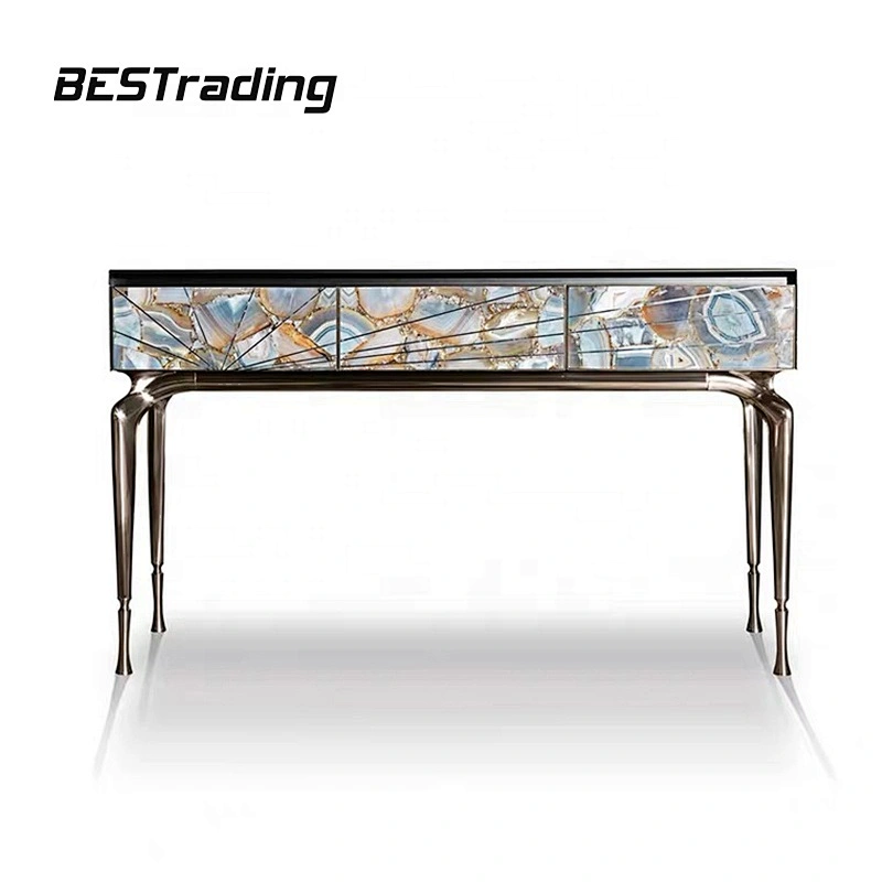 Luxury stainless steel console table gold