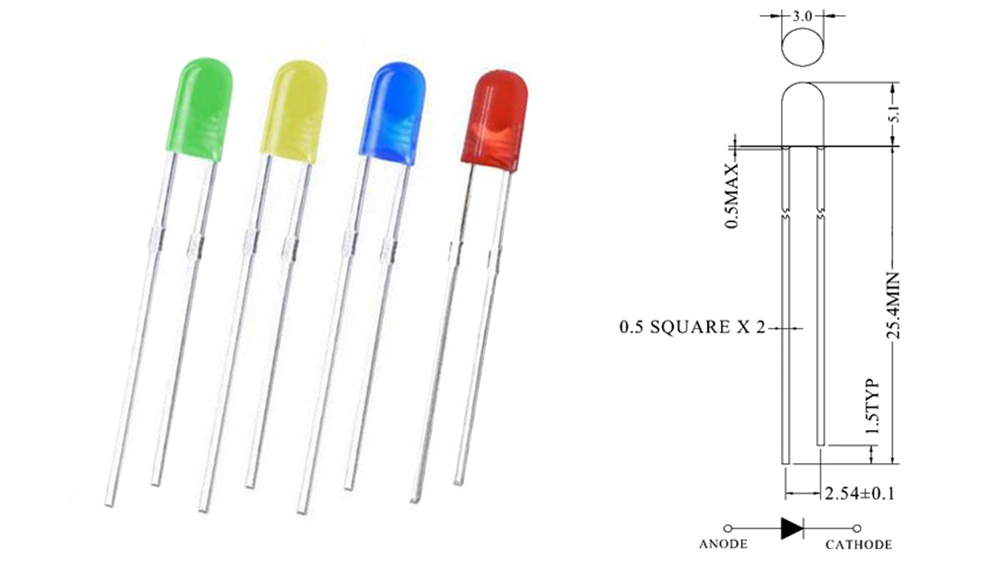 3mm round head led