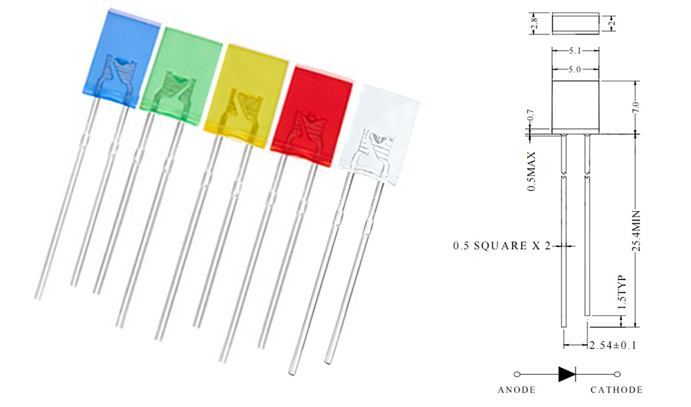 Square 2x5x7mm LED Diode